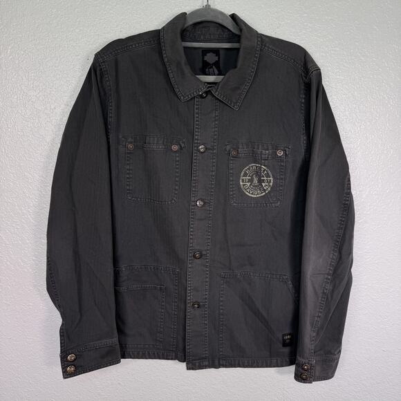Harley-Davidson Other - Harley Davidson Shirt Jacket Mens Large Chore Coat Button Up Biker Workwear